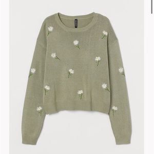 H and M knit sweater with embroidery